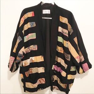 Imported Patchwork Kimono With Buttons Jacket